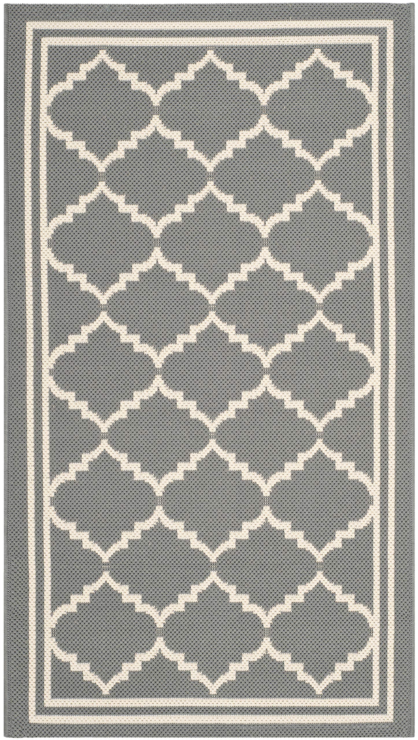 Safavieh Courtyard Collection 2' X 3'7' Anthracite/Beige Cy6918 Trellis Indoor/ Outdoor Waterproof Easy Cleaning Patio Backyard Mudroom Accent Rug